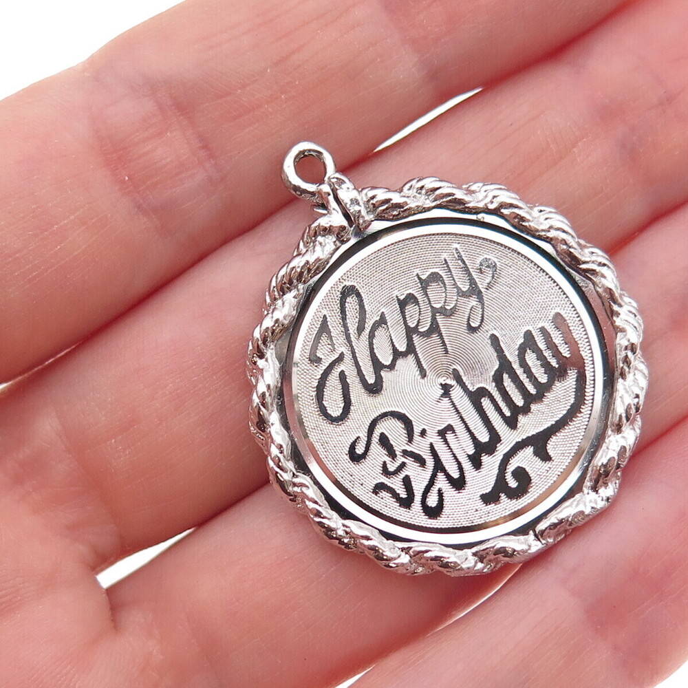 Elco 925 Sterling Silver Vintage Happy Birthday Charm Pendant